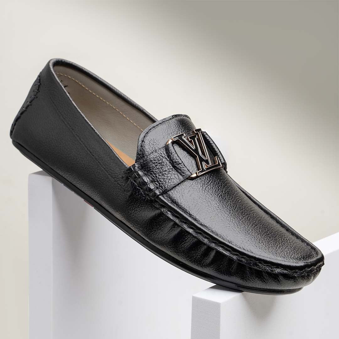 Black Leather loafers with jelly sole