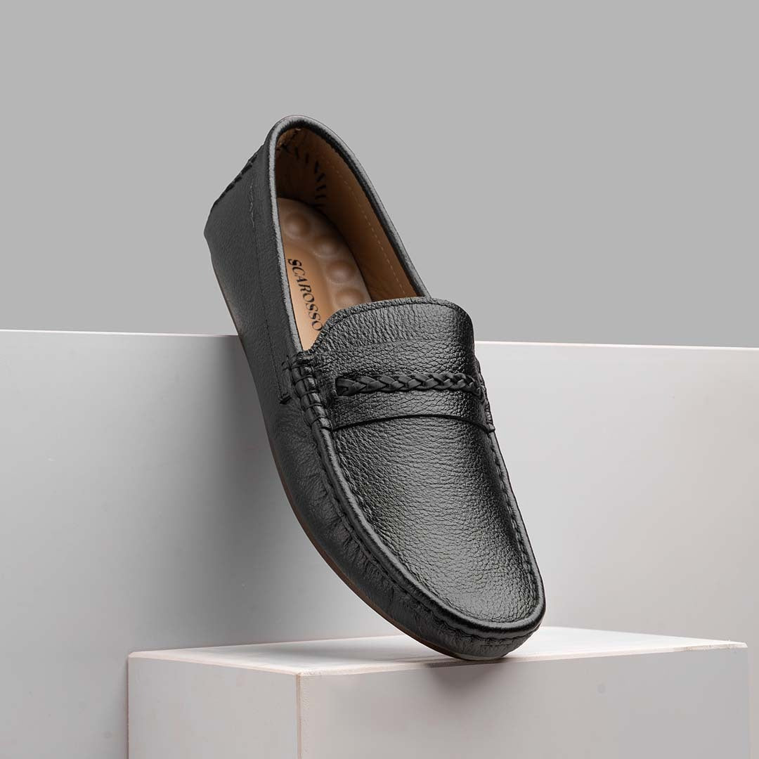 Mocassini Uomo Dockers In Pelle Pieno Fiore - Suola Gomma, Tecnologia All Motion Comfort, Plantare Imbottito (Nero, 14 D)